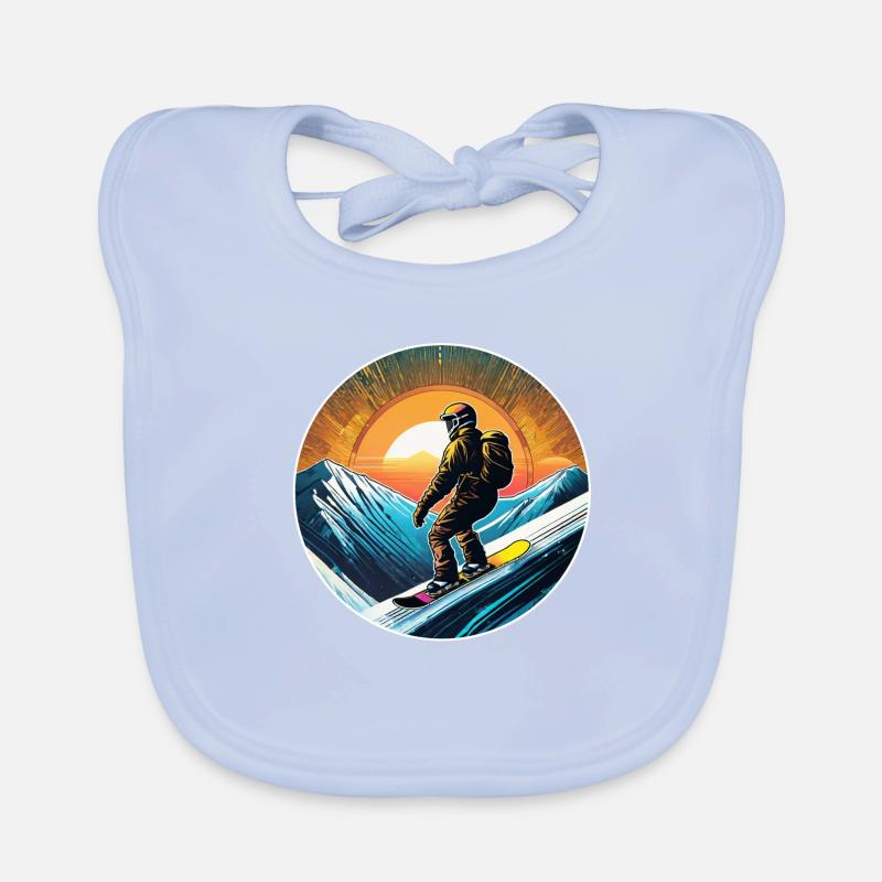 Snowboarding, snow and skiing Organic Baby Bibs