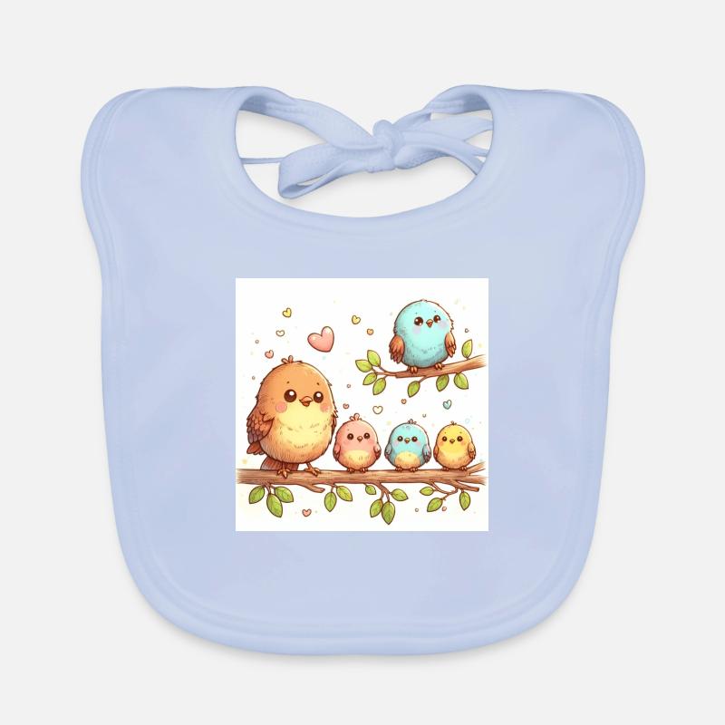 Vogelfamilie auf einem Ast Baby Bio-Lätzchen