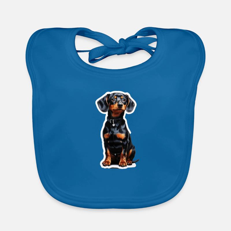 Dackel - Baby Bio-Lätzchen - Pfauenblau