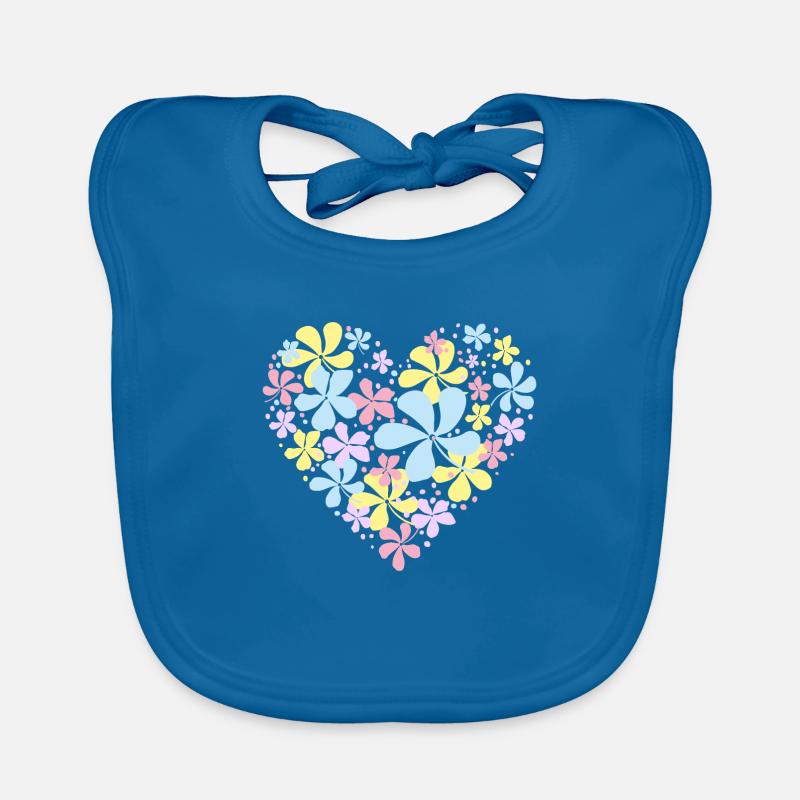 Coeur de fleur - Bavoir bio Bébé - bleu paon