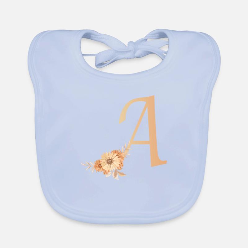 Buchstabe A mit Blumen Baby Bio-Lätzchen
