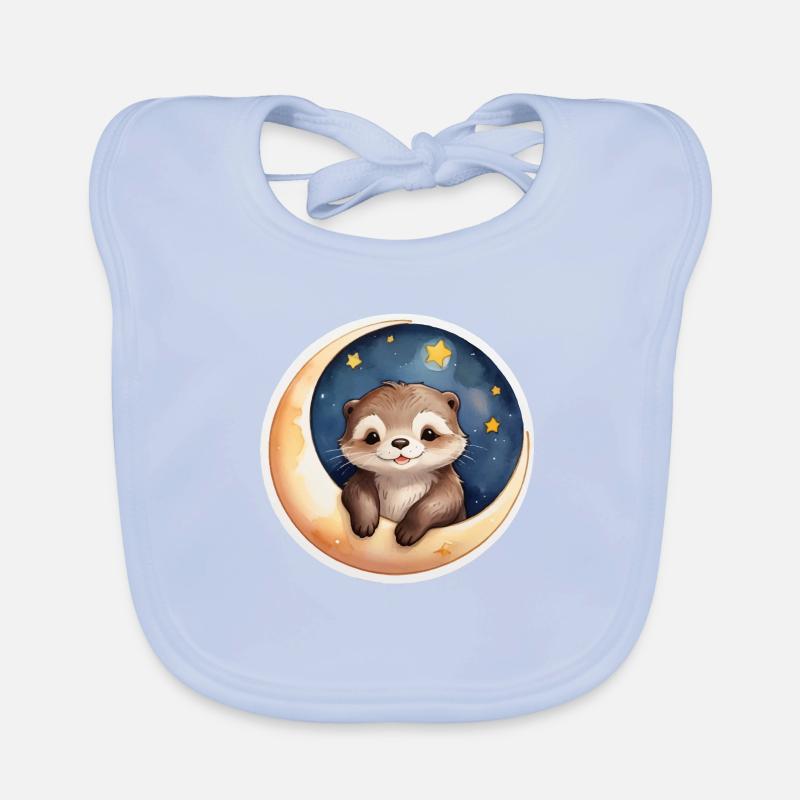 Otter sitting in the moon Organic Baby Bibs
