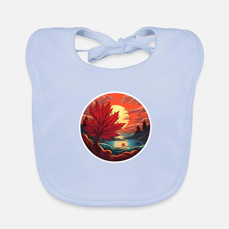 Feuille d’érable au coucher du soleil Bavoir bio Bébé