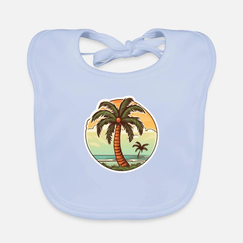 Palm tree with a single coconut Organic Baby Bibs