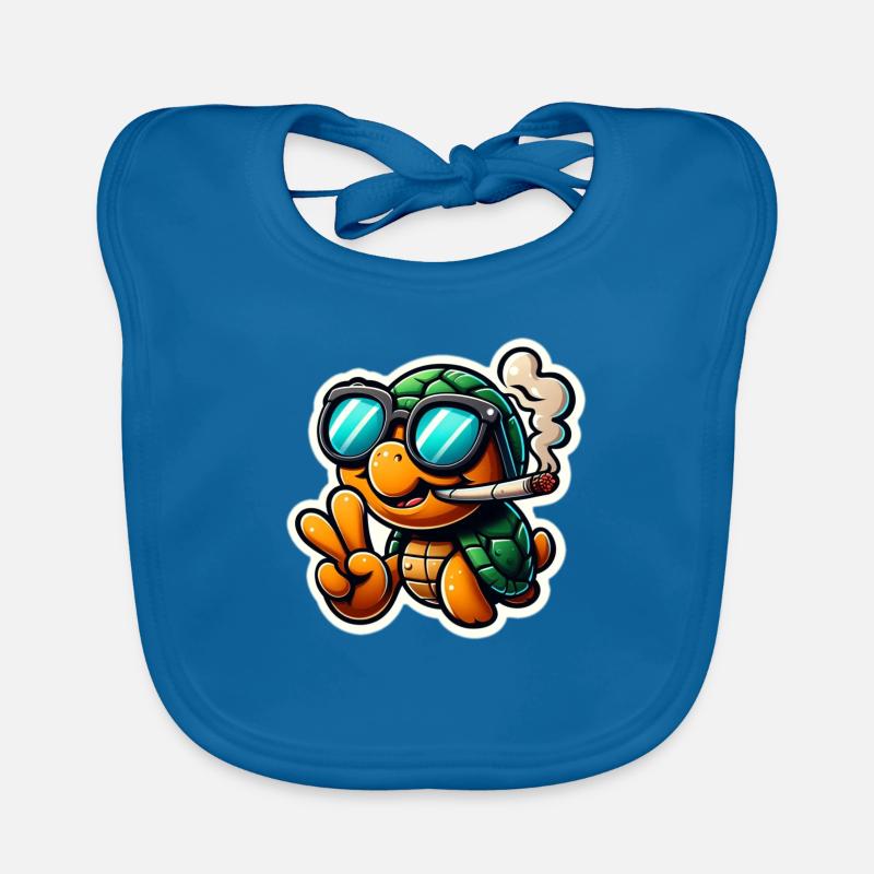 Cool turtle with sunglasses Organic Baby Bibs