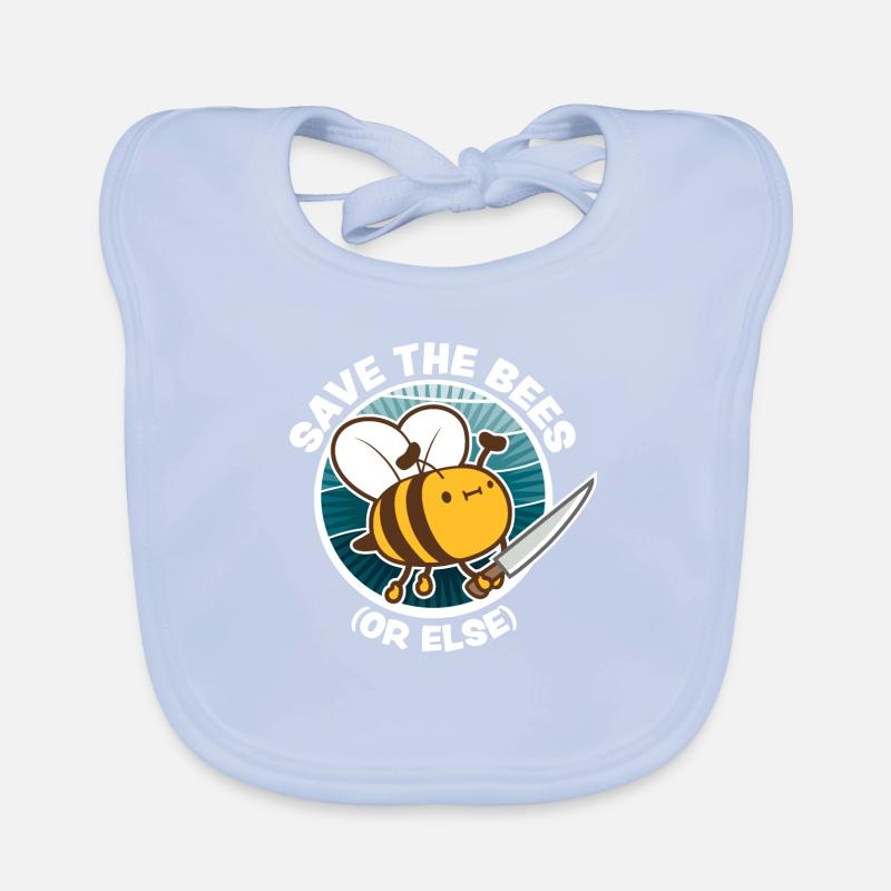 Save The Bees Or Else Knife Fun Cute Bee Beekeeper Organic Baby Bibs