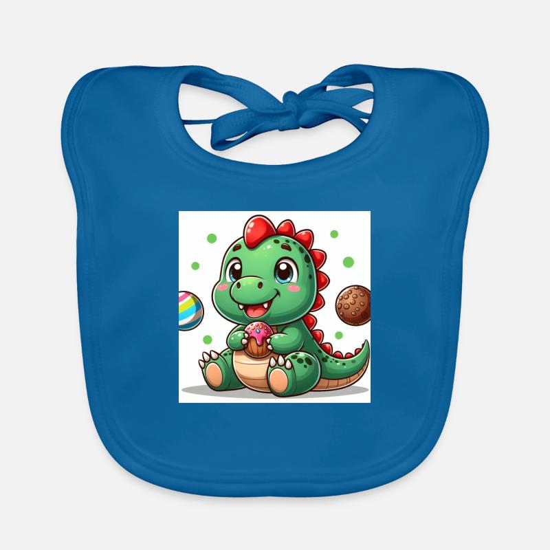 Dino klein mit Muffin und Cookie Baby Bio-Lätzchen