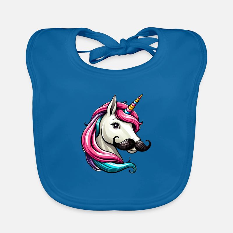 Einhorn mit Schnurrbart Baby Bio-Lätzchen