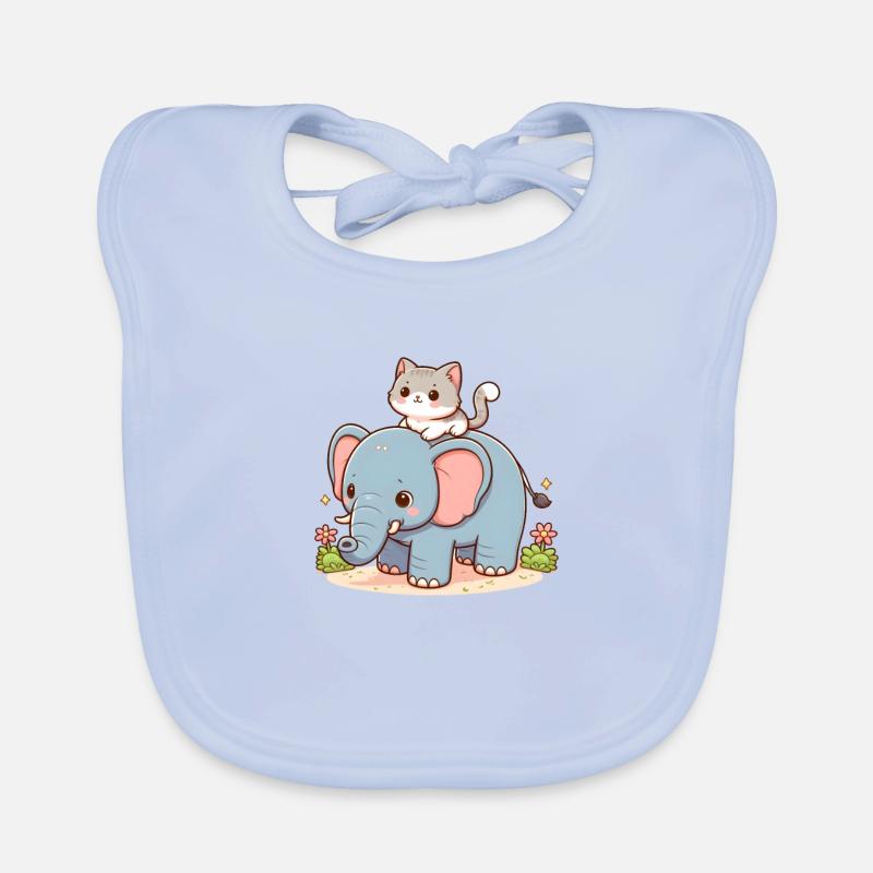 Le chat monte à dos d’éléphant Bavoir bio Bébé