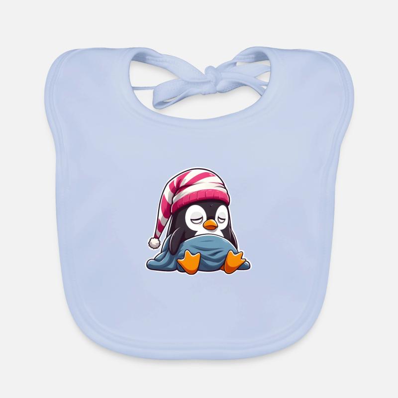 Pingouin endormi en pyjama Bavoir bio Bébé