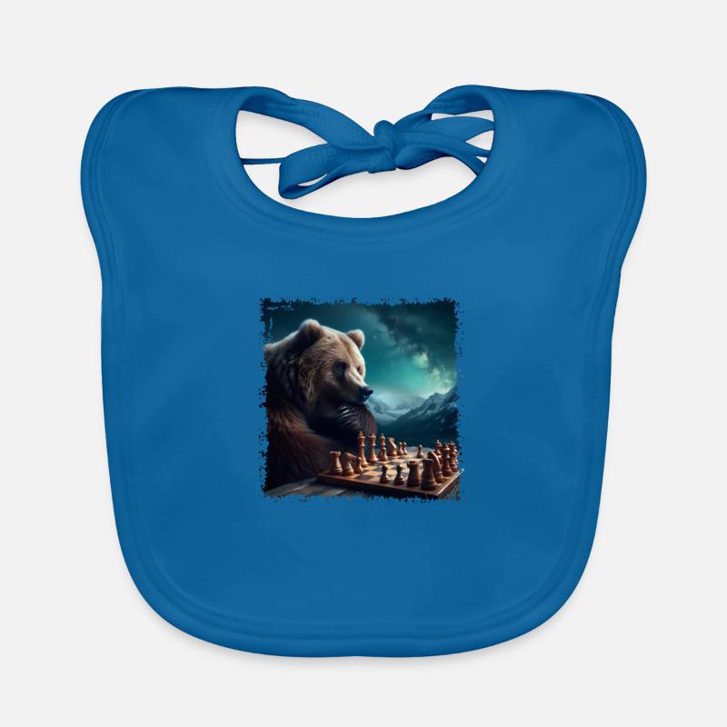 Chess Playing Bear Organic Baby Bibs