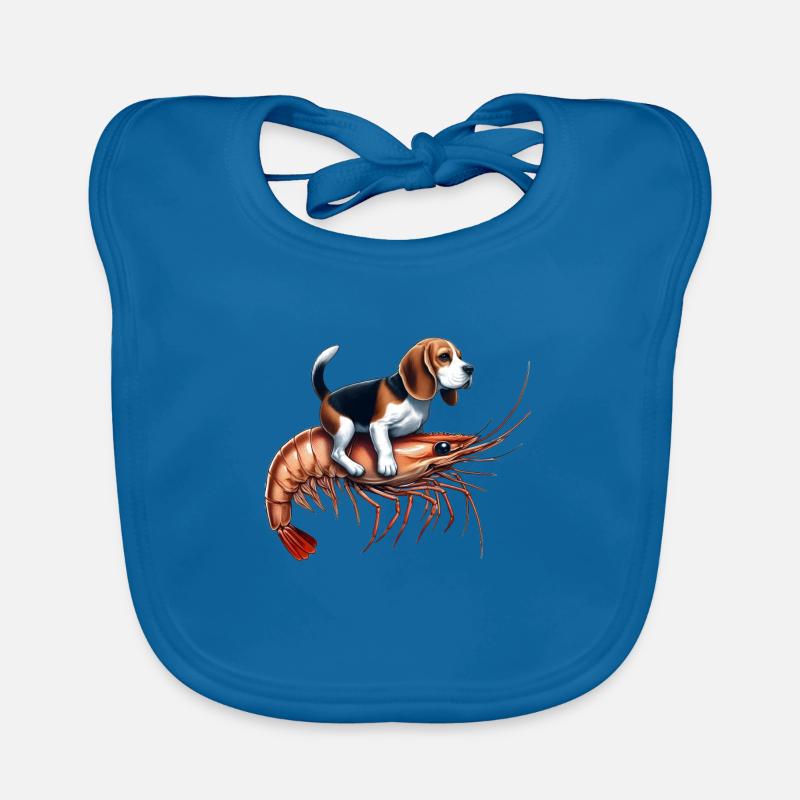 Beagle rides on shrimp Organic Baby Bibs
