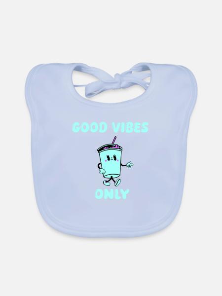 drink cartoon vibes - Baby Bio-Lätzchen - sky Blue - Vorne