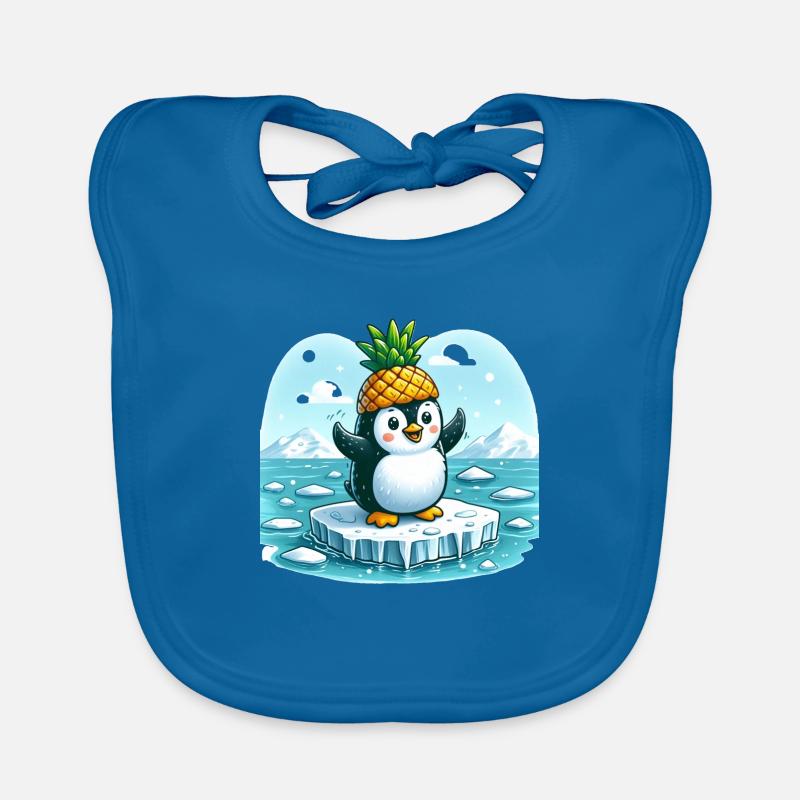 Witziger Pinguin mit Ananas auf Eisscholle Baby Bio-Lätzchen