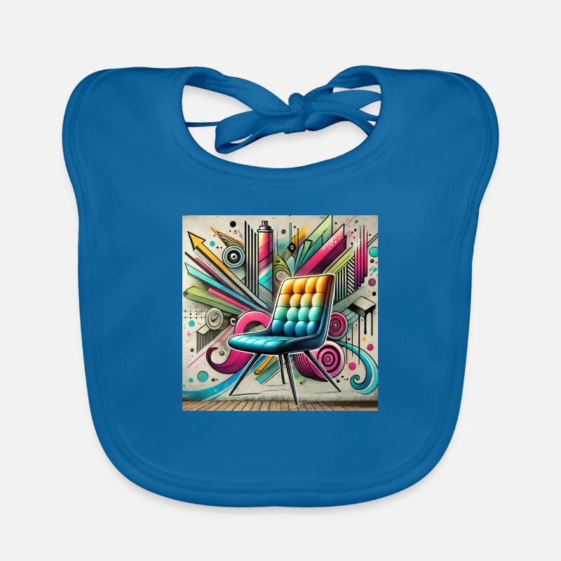Chaise Graffiti Vendeur de meubles - Bavoir bio Bébé - bleu paon