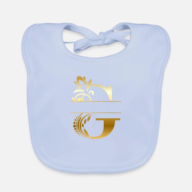 Personalisierter vergoldeter Blumenbuchstabe g - Geschenkidee Baby Bio-Lätzchen