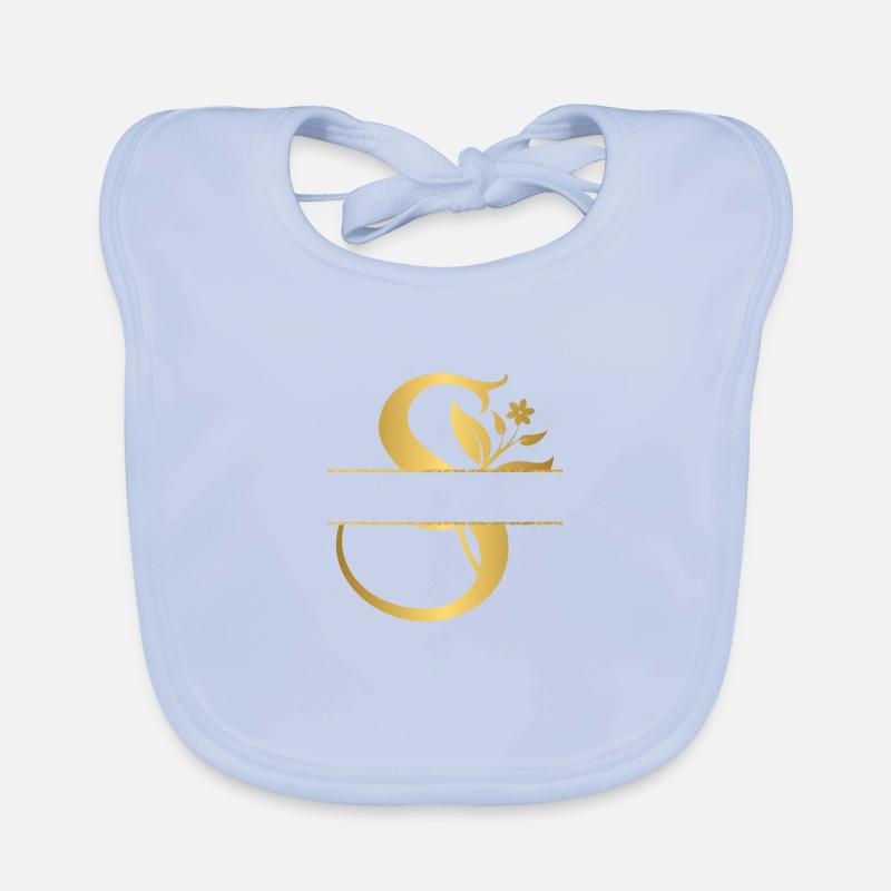 Personalisierte goldene Blumenbuchstaben - Geschenkidee Baby Bio-Lätzchen