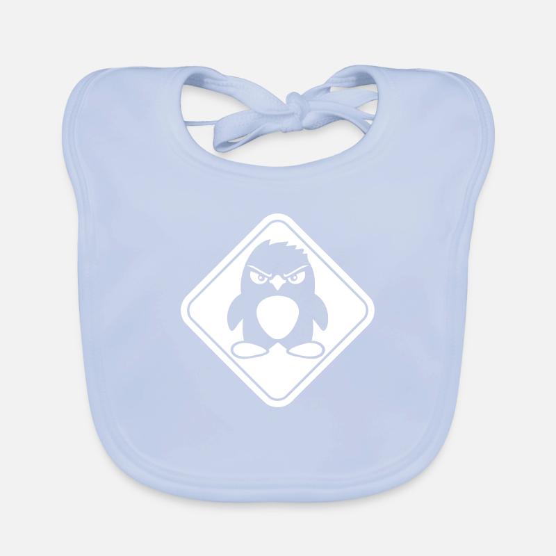 Penguin Evil Danger Sign Caution Cool Organic Baby Bibs