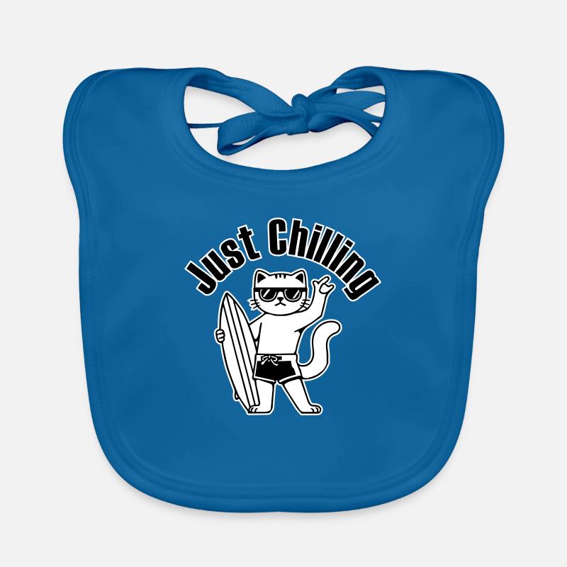 Surfing Cat - "Just Chilling" Design Organic Baby Bibs