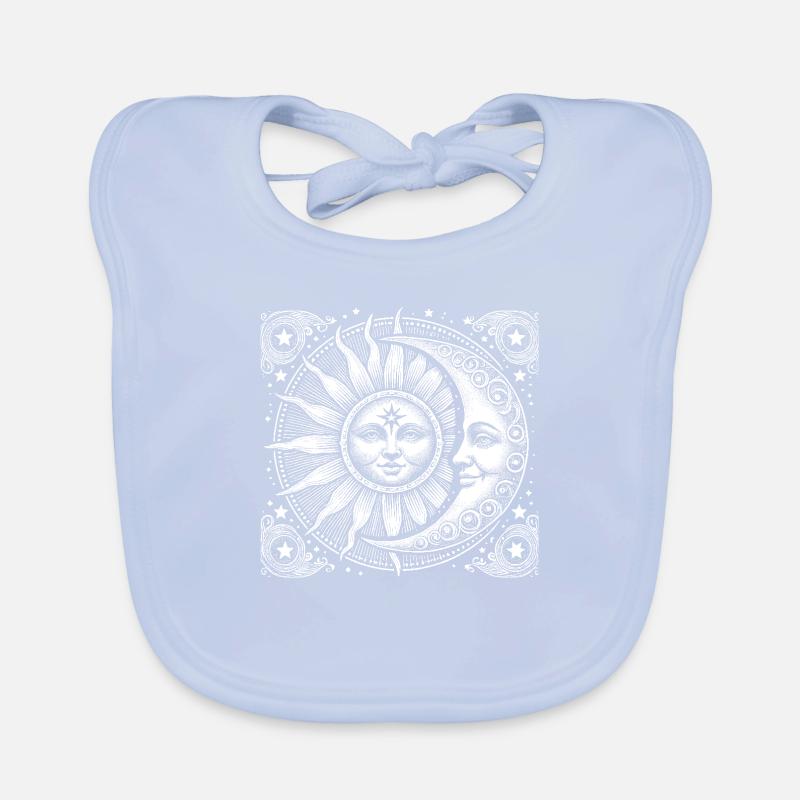 Soleil et lune avec visage Bavoir bio Bébé