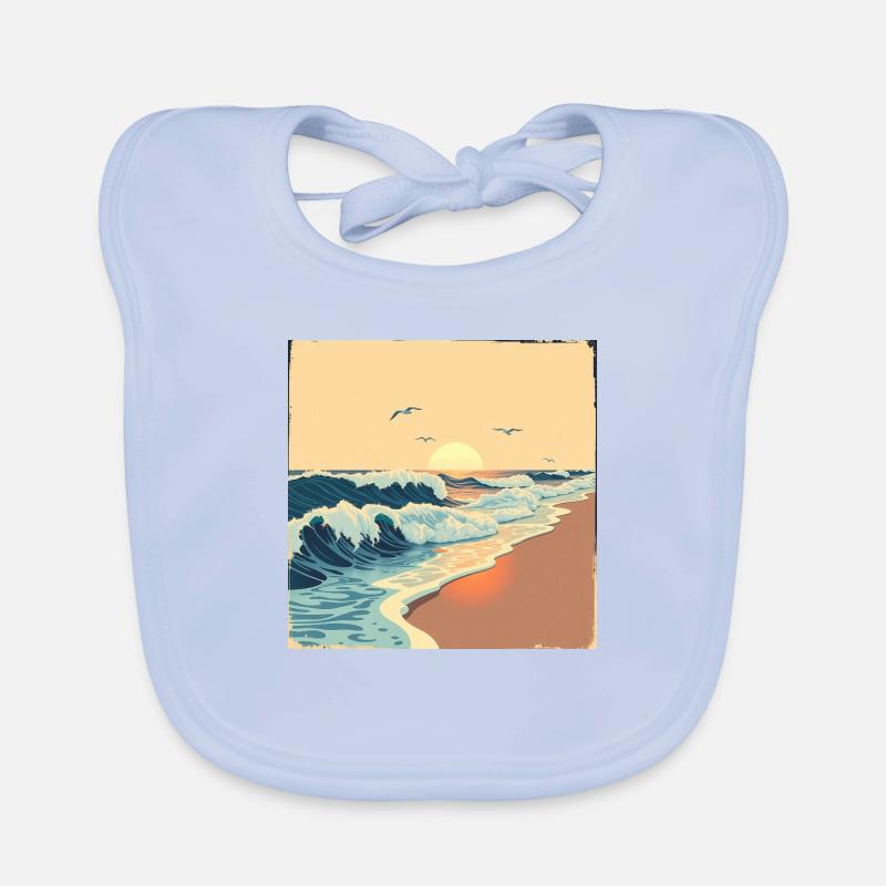 Endless Waves – Retro Beach Vibes Baby Bio-Lätzchen