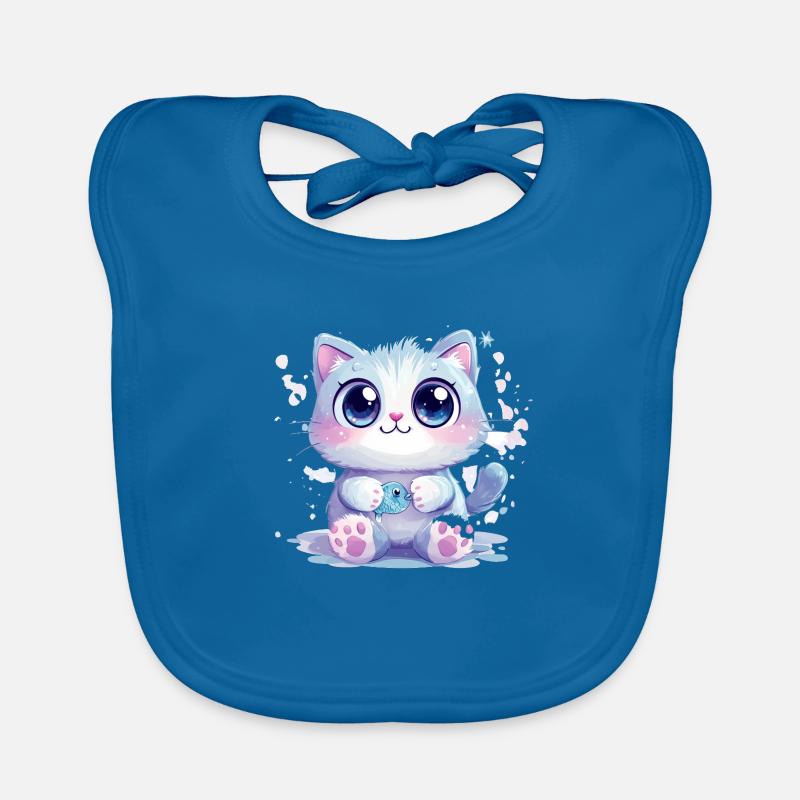 Chat - Bavoir bio Bébé - bleu paon