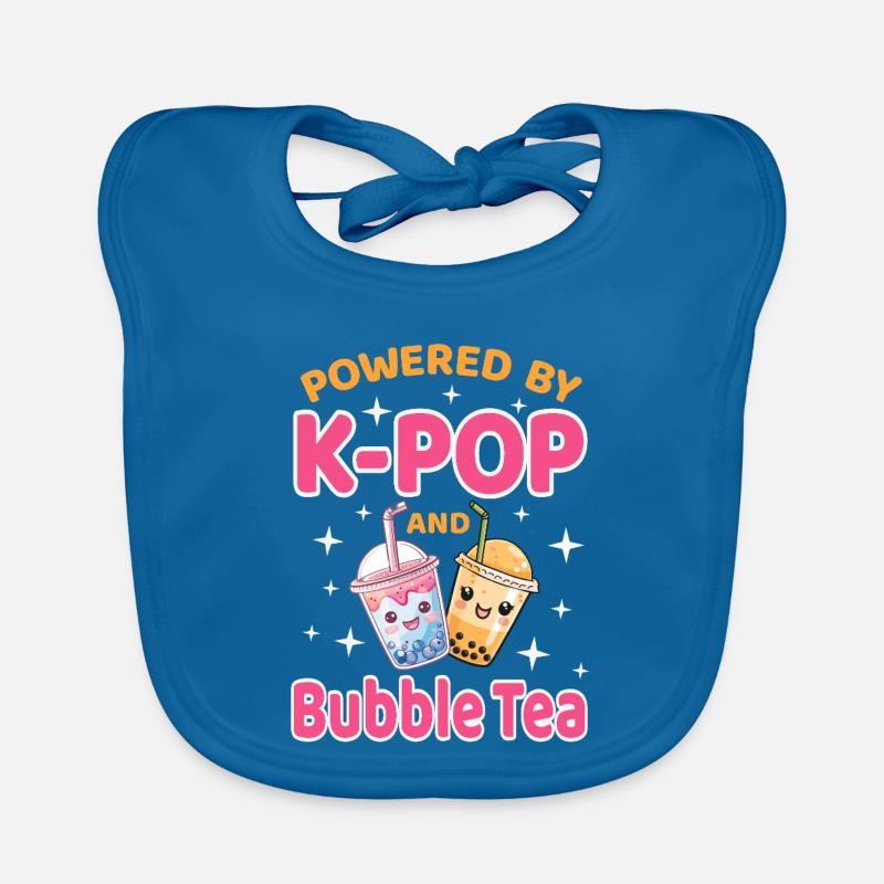 K-Pop et Bubble Tea Corée - Bavoir bio Bébé - bleu paon