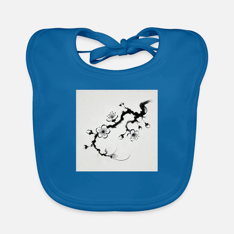 image minimaliste fleur de cerisier - Bavoir bio Bébé - bleu paon