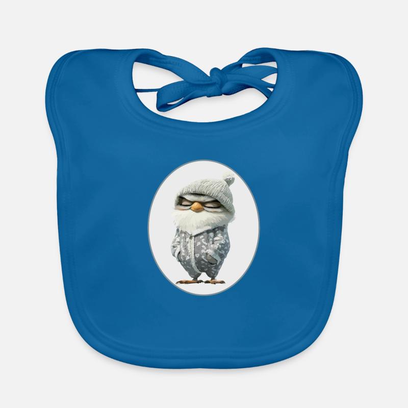 Eule - Baby Bio-Lätzchen - Pfauenblau