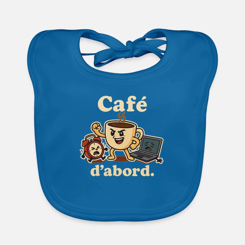 Café d'abord - Bavoir bio Bébé - bleu paon