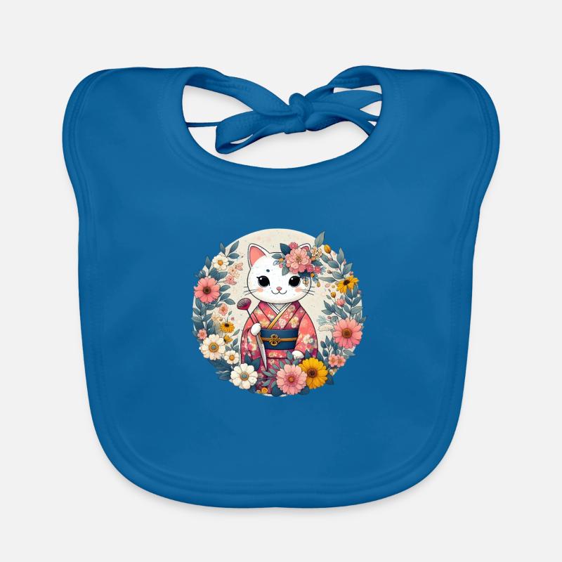 Kimono chat avec des fleurs Bavoir bio Bébé