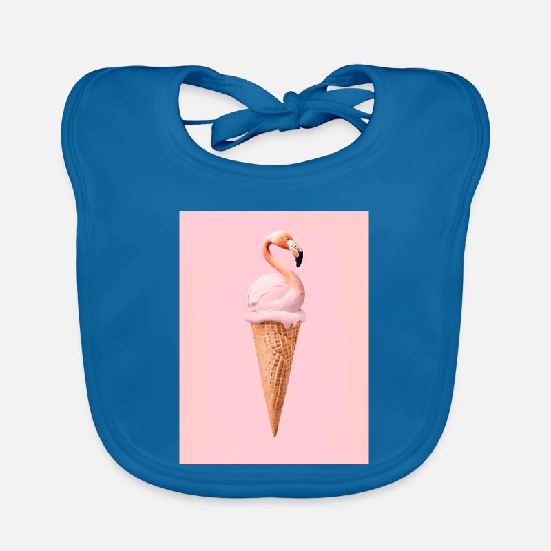 Flamingo-Eis mit Waffeltüte - Baby Bio-Lätzchen - Pfauenblau