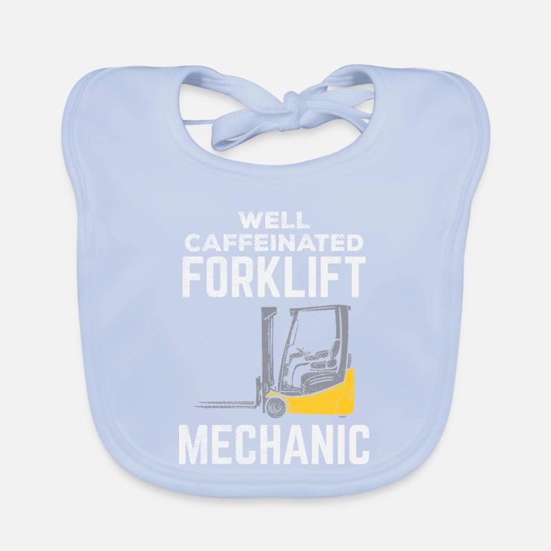 Well Caffeinated Forklift Mechanic Design Baby Bio-Lätzchen