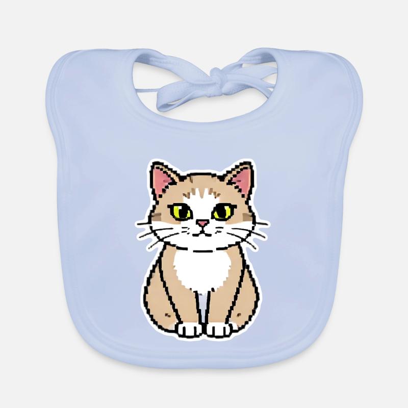Cat Pixel Art Organic Baby Bibs