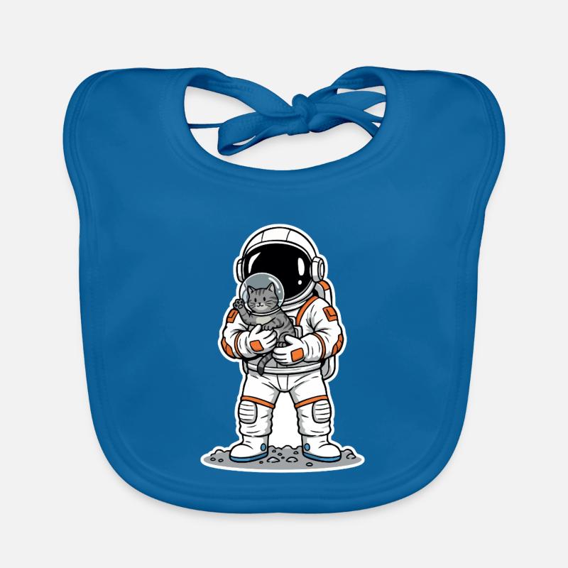 Chat Gris Astronaute Espace Câlin Mignon Bavoir bio Bébé