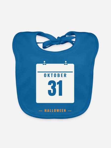 31 Oktober Kalender Halloween Datum Spooky Grusel - Baby Bio-Lätzchen - Pfauenblau - Vorne