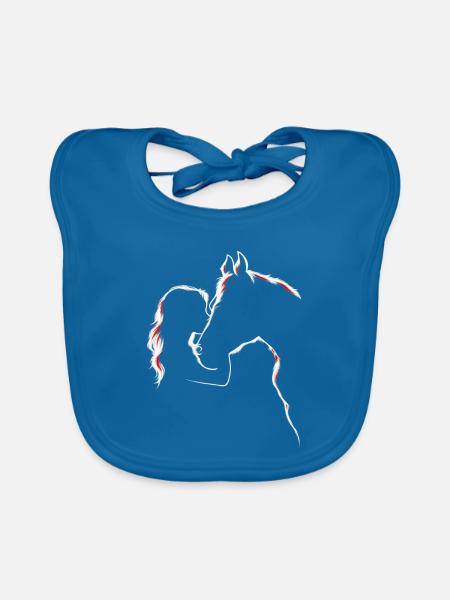 Pferd Mädchen Liebe Reiterin - Baby Bio-Lätzchen - Pfauenblau
