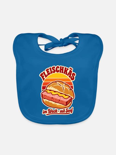 Fleischkäs im Weck Retro - Baby Bio-Lätzchen - Pfauenblau - Vorne