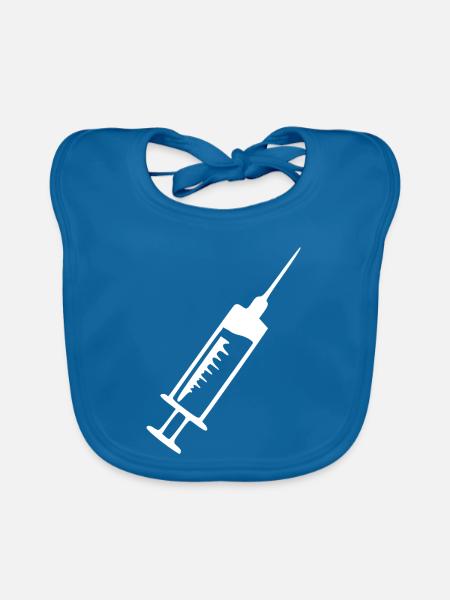 Spritze Arzt Ärztin Krankenpfleger Geschenk  - Baby Bio-Lätzchen - Pfauenblau - Vorne