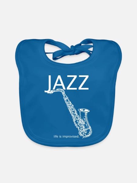 Jazz Style Saxophon - Baby Bio-Lätzchen - Pfauenblau - Vorne