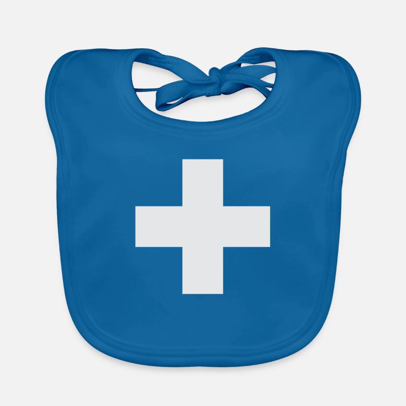 croix - Bavoir bio Bébé - bleu paon