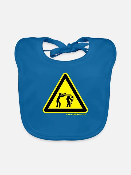 Gefahrenschild Posaune - Baby Bio-Lätzchen - Pfauenblau