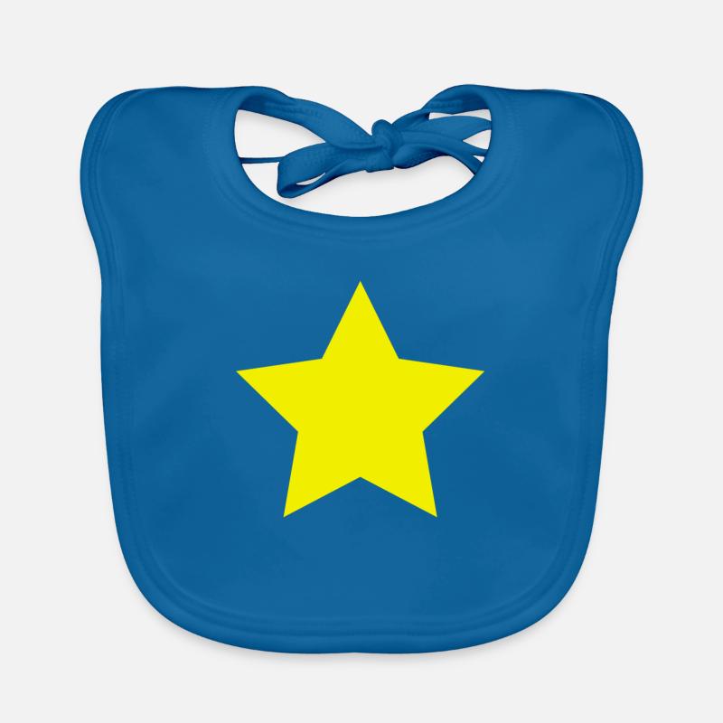 étoile jaune - Bavoir bio Bébé - bleu paon