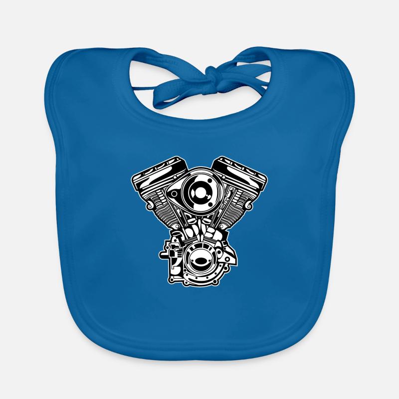 Motorcycle Engine / Engine 01_black white Organic Baby Bibs