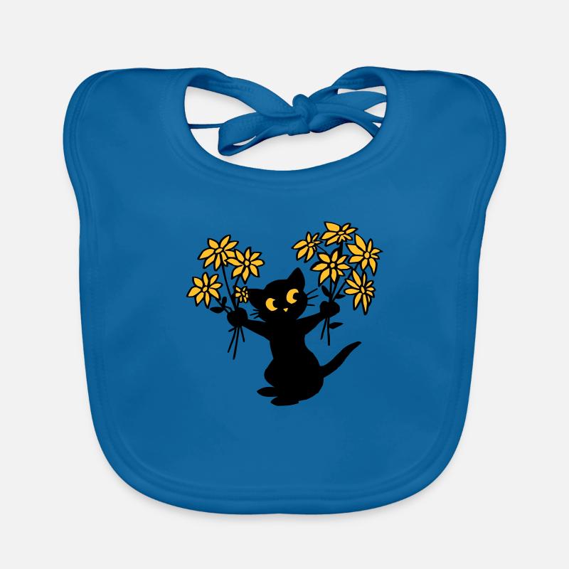 Die Katze mit Blumen Baby Bio-Lätzchen