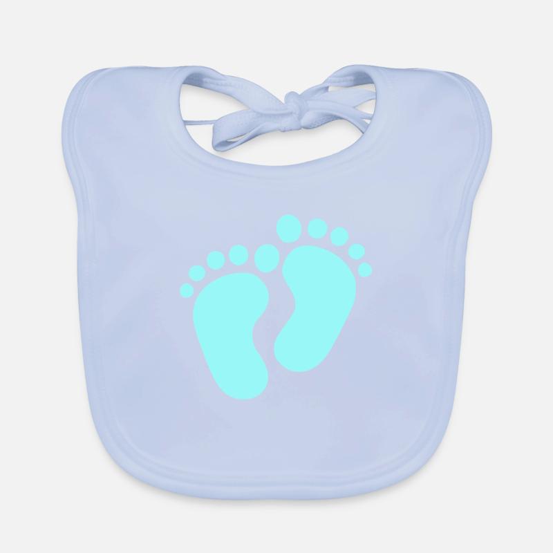 Empreintes de pas empreintes de pieds de bébé petits pieds bleus Bavoir bio Bébé