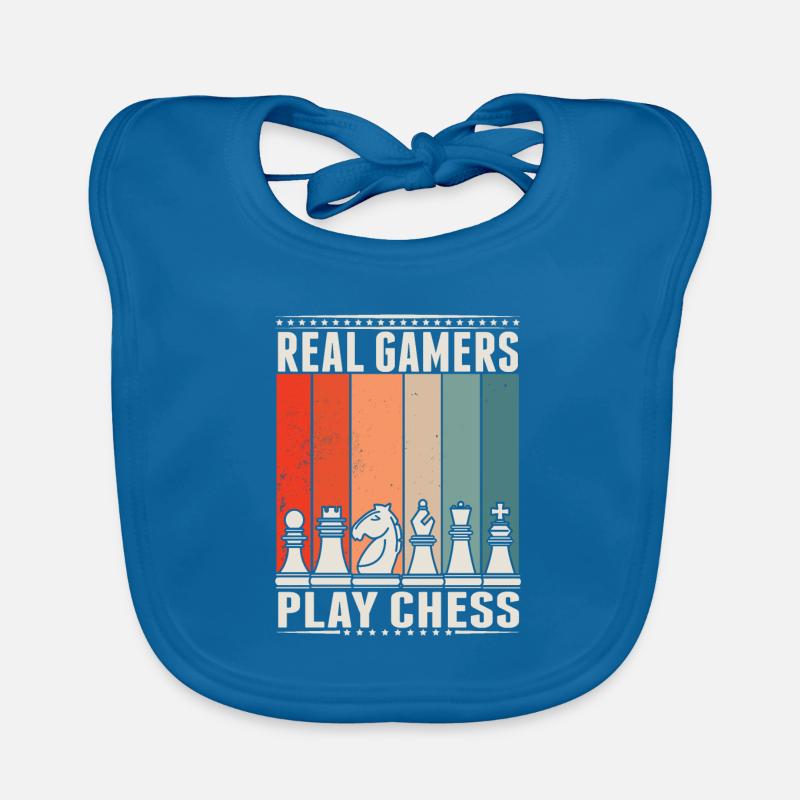 Rétro jeu d’échecs jeu d’échecs jeu d’échecs - Bavoir bio Bébé - bleu paon
