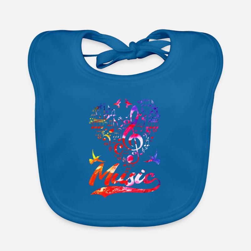 Musique colorée Clé de basse oiseaux notes musicales Bavoir bio Bébé