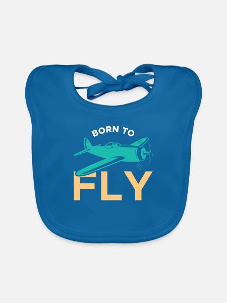 Born to Fly Aviation Pilot - Baby Bio-Lätzchen - Pfauenblau - Vorne