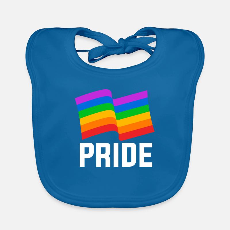 Drapeau PRIDE - Bavoir bio Bébé - bleu paon